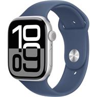 Apple Watch Series 10 42mm Stříbrný hliník s denimovým sportovním řemínkem M/L