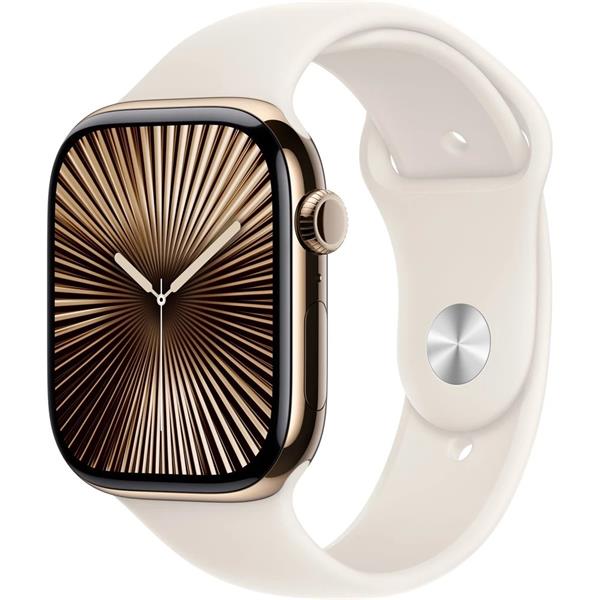 Apple Watch Series 10 Cellular 42mm Zlatý titan s hvězdně bílým sportovním řemínkem M/L