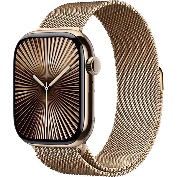 Apple Watch Series 10 Cellular 42mm Zlatý titan se zlatým milánským tahem