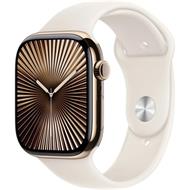 Apple Watch Series 10 Cellular 46mm Zlatý titan s hvězdně bílým sportovním řemínkem S/M