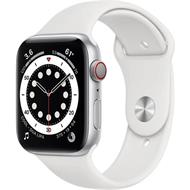 Apple Watch Series 6 44mm Cellular stříbrný hliník s bílým sportovním řemínkem