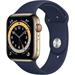 Apple Watch Series 6 44mm Cellular zlatá ocel s námořnicky tmavomodrým sportovním řemínkem