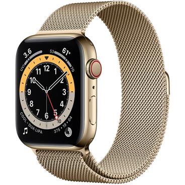 Apple Watch Series 6 44mm Cellular zlatá ocel se zlatým milánským tahem
