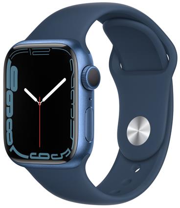 Apple Watch Series 7 41mm modrý hliník s modrým sportovním řemínkem