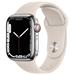 Apple Watch Series 7 Cellular 41mm stříbrná ocel s bílým sportovním řemínkem