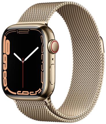 Apple Watch Series 7 Cellular 41mm zlatá ocel se zlatým milánským tahem