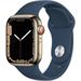 Apple Watch Series 7 GPS + Cellular, 41mm Gold Stainless Steel with Abyss Blue Sport Band - Regular