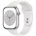 APPLE Watch Series 8 GPS 45mm Silver Aluminium Case with White Sport Band - Regular