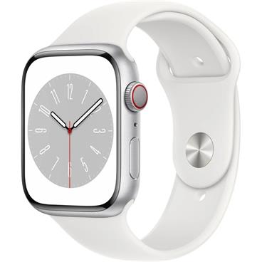 APPLE Watch Series 8 GPS + Cellular 41mm Silver Aluminium Case with White Sport Band - Regular