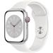 APPLE Watch Series 8 GPS + Cellular 41mm Silver Aluminium Case with White Sport Band - Regular