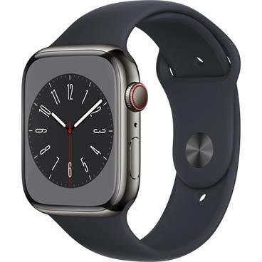 APPLE Watch Series 8 GPS + Cellular 45mm Graphite Stainless Steel Case with Midnight Sport Band - Regular