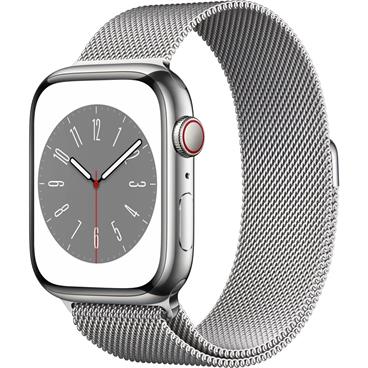 APPLE Watch Series 8 GPS + Cellular 45mm Silver Stainless Steel Case with Silver Milanese Loop