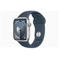 Apple Watch Series 9 41mm Stříbrný hliník s bouřkově modrým sportovním řemínkem M/L