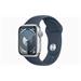 Apple Watch Series 9 41mm Stříbrný hliník s bouřkově modrým sportovním řemínkem M/L