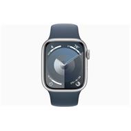 Apple Watch Series 9 Cellular 45mm Stříbrný hliník s bouřkově modrým sportovním řemínkem M/L