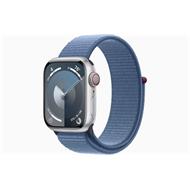 Apple Watch Series 9 Cellular 45mm Stříbrný hliník s ledově modrým provlékacím řemínkem