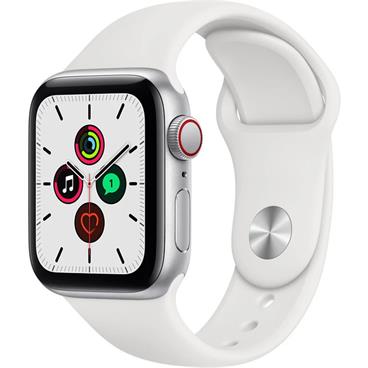 Apple Watch Series SE 40mm Cellular stříbrný hliník s bílým sportovním řemínkem