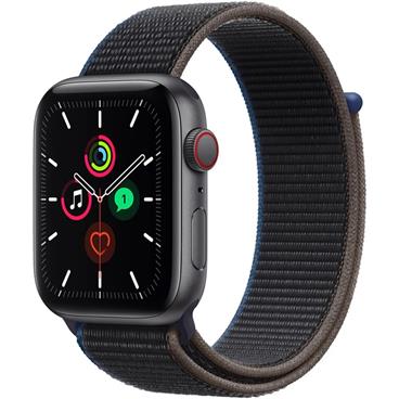 Apple Watch Series SE 44mm Cellular vesmírně šedý hliník s uhlovým provlékacím sportovním řemínkem