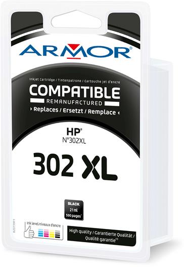 Armor ink-jet pro HP OJ 3830, 302XL, 21ml, černý