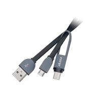 ASAKA kabel USB2.0 Typ-A na Type-C a Micro-B / 2v1 / 100cm / černý