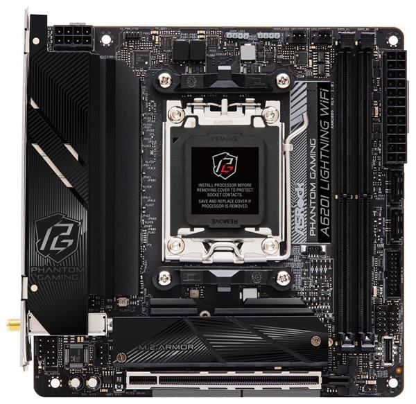 ASRock A620I LIGHTNING WIFI / AMD A620 / AM5 / 2x DDR5 DIMM / 2x M.2 / HDMI / USB-C / WiFi / Mini-ITX