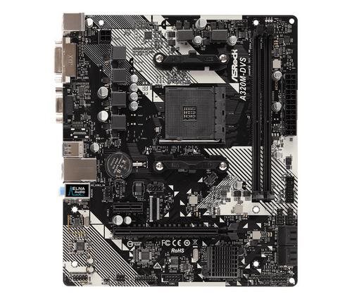 ASROCK MB A320M-DVS R4.0 (AM4, amd A320, 2xDDR4, PCIE, 4xSATA3 RAID, USB3.1, VGA+DVI, 7.1, GLAN, mATX)