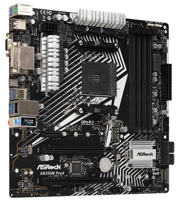 ASROCK MB AB350M PRO4 R2.0 (AM4, amd B350, 4xDDR4, PCIE, 4xSATA3 + 2xM.2, VGA +DVI+HDMI, USB3.0, 7.1, GLAN, mATX)