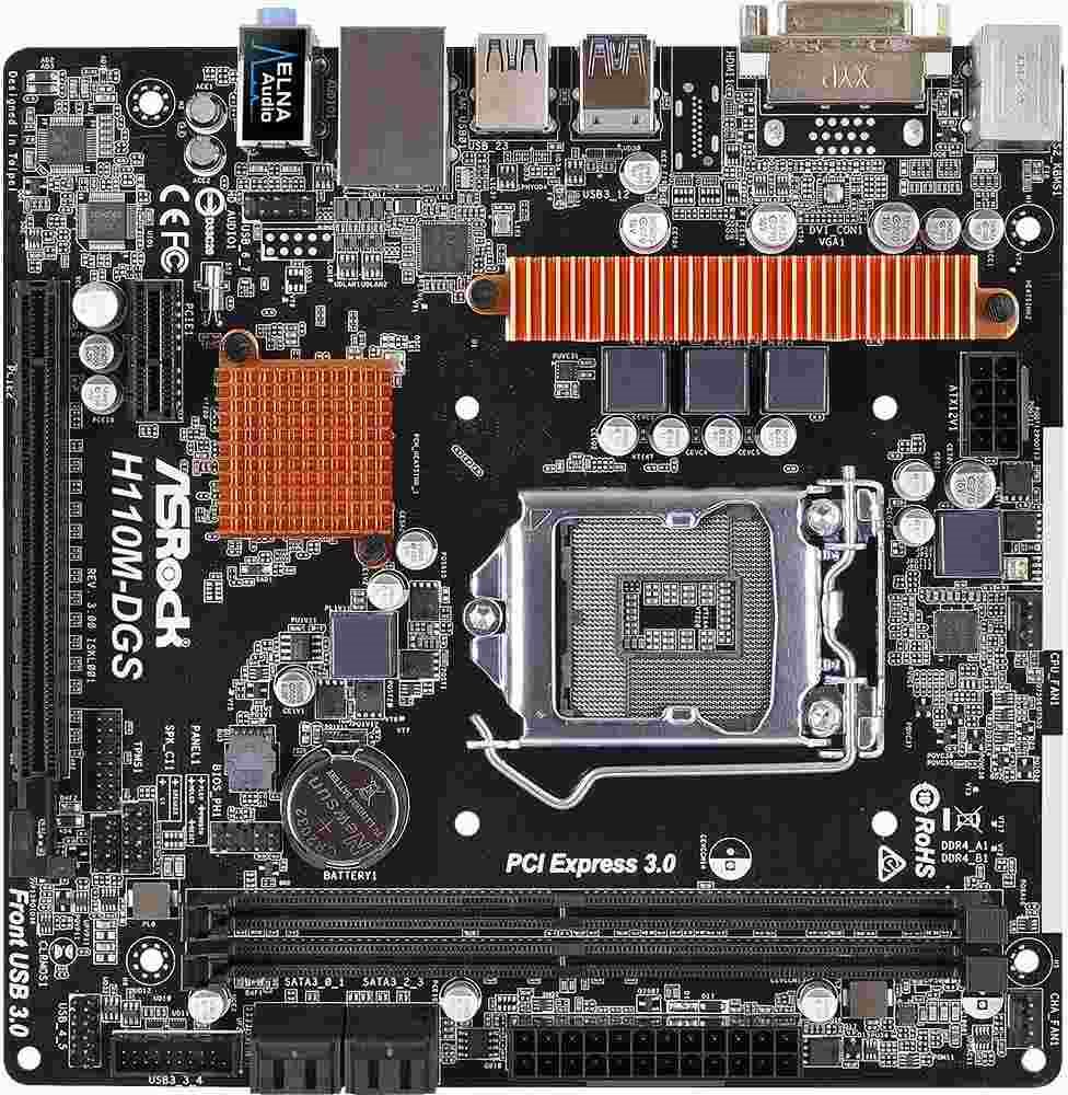 ASROCK MB H110M-DGS R3.0 (intel 1151, 2x DDR4, GLAN, SATA3, USB3, DVI, mATX)
