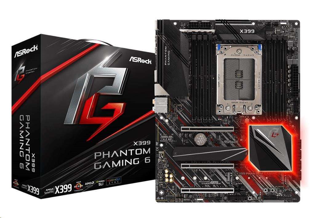 ASROCK MB X399 PHANTOM GAMING 6 (TR4, amd, 8xDDR4 3400MHz, PCIE, 8xSATA3R, Ultra M.2, USB3.1, 7.1, 1xGLAN, ATX)