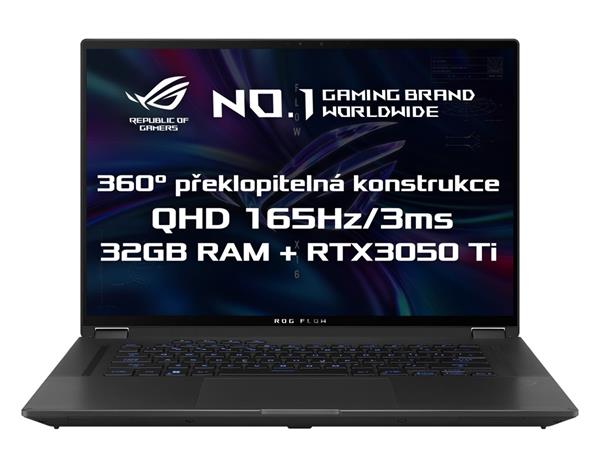 ASUS ROG Flow X16 GV601RE-M6027W R7-6800HS/RTX3050Ti/16GB*2/1TB SSD/16" WQXGA/165Hz/IPS/2yr PuR/Win11 H/černá