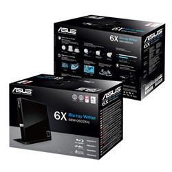 ASUS SBW-06D2X-U/BLK/G/AS, External Slim Blue-Ray Writer, black, USB + Cyberlink BD Suite