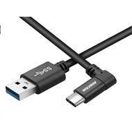 AVACOM Datový a nabíjecí kabel USB - USB Type-C, 100cm, konektor v úhlu 90°, černý