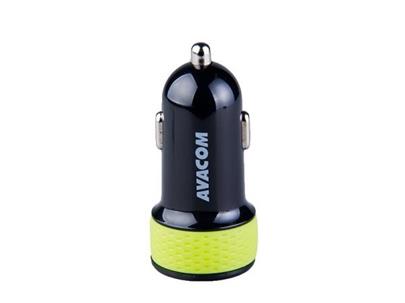 AVACOM nabíječka do auta s dvěma USB výstupy 5V/1A - 3,1A, černo-zelená barva