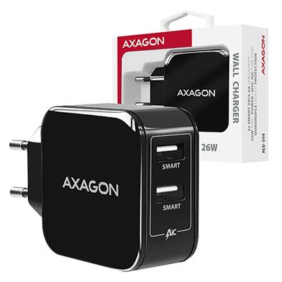 AXAGON ACU-5V4, dual SMART nabíječka do sítě, 2x port 5V-2.6A + 2.6A, 26W