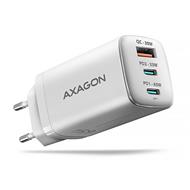 AXAGON ACU-DPQ65W, GaN nabíječka do sítě 65W, 3x port (USB-A + dual USB-C), PD3.0/QC4+/PPS/Apple, bílá