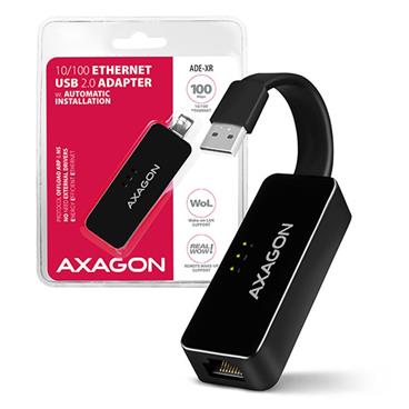 AXAGON ADE-XR, USB2.0 - externí Fast Ethernet adaptér, auto install