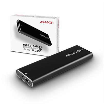 AXAGON EEM2-U3, USB3.0 - SATA 6G, M.2 SATA SSD hliníkový box, délka až 2280
