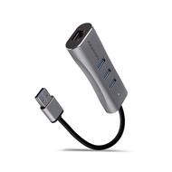 AXAGON HMA-GL3AP, USB 3.2 Gen 1 hub, porty 3x USB-A + Gigabit Ethernet, kovový, micro USB nap. konektor, kabel USB-A 20c