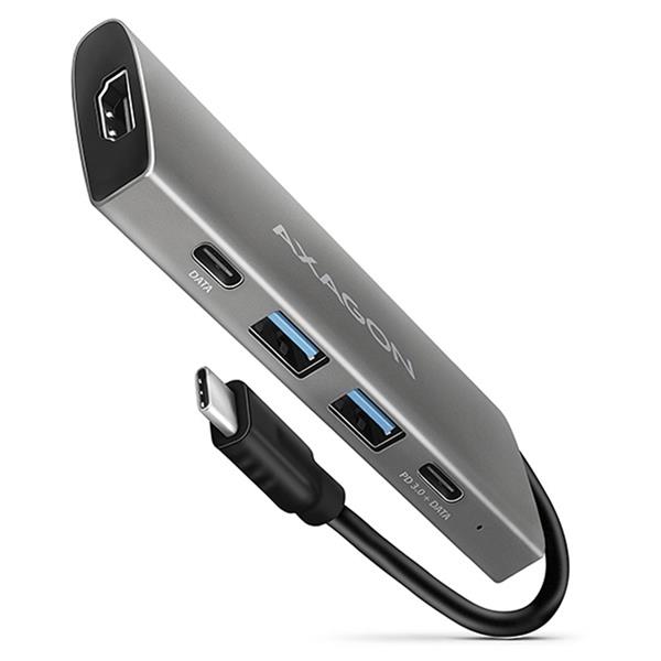 AXAGON HMC-5G2, USB-C 3.2 Gen 2 10 Gb/s hub, porty HDMI 4K/30Hz + 2x USB-A + 2x USB-C, PD 60W, kabel USB-C 13cm