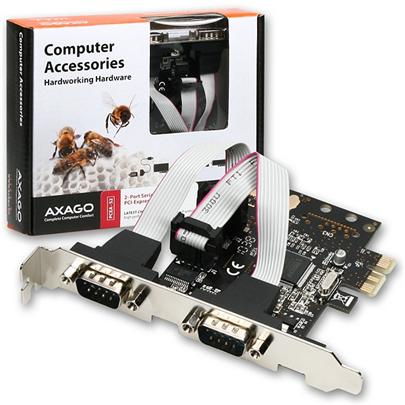 AXAGON PCEA-S2, PCIe adaptér - 2x sériový port (RS232), vč. LP