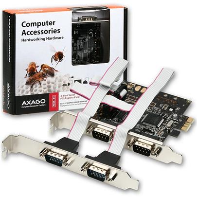 AXAGON PCEA-S4, PCIe adaptér - 4x sériový port (RS232)