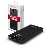 AXAGON PWB-L10QC, ALU SLIM Powerbanka Li-pol 10000mAh, 2x QC3.0 výstup, USB-C PD vstup/výstup, LCD displej