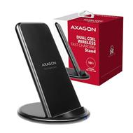 AXAGON WDC-S10D, stojánková bezdrátová rychlonabíječka, Qi 5/7.5/10W, dvoucívková, micro USB