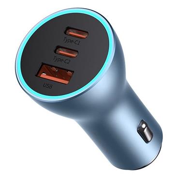 Baseus CGJP010003 Nabíječka do Auta Triple Quick Charger USB/USB-C/USB-C 65W Wathet Blue