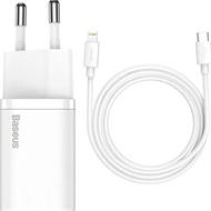 Baseus rychlonabíječka do sítě Super Si USB-C PD QC 20W s Lightning kabelem 1m bílá