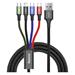 Baseus rychlý nabíjecí/datový kabel 4v1 Lightning + 2* USB-C + microUSB 3,5A 1,2m, černá