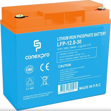 Baterie Conexpro LFP-12.8-30 LiFePO4, 12V/30Ah, T12, Bluetooth