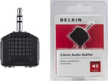 Belkin audio rozbočovač 3,5mm M/2x3,5mm F - černý, nikl