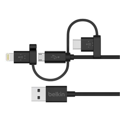 Belkin univerzální kabel USB-A / microUSB s adaptérem na Lightning a USB-C konektorem