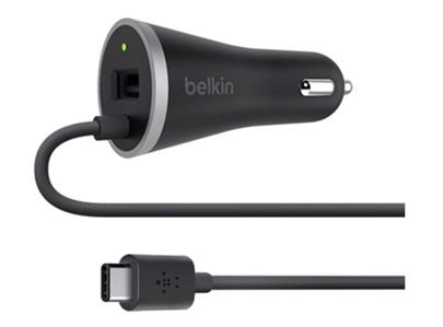 Belkin USB-C + USB-A nabíječka do auta 3A/5V, + USB-C USB-C kabel 1,2m - černá